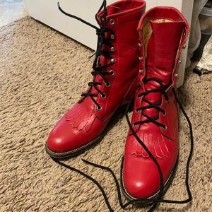Red Leather Justin Boots